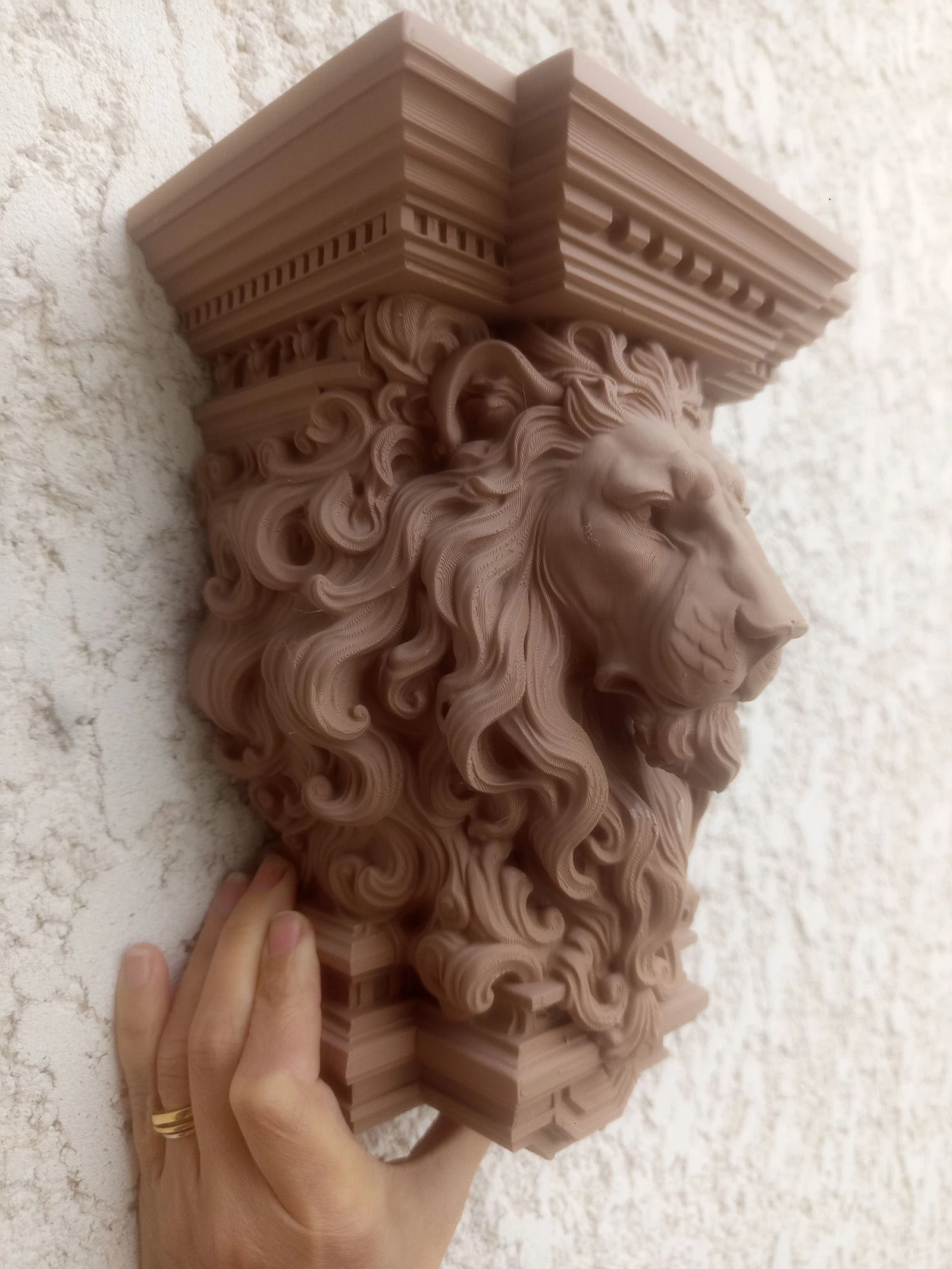 Etagère tablette tête de lion beige marron kleur beige hout 🍀 – photo 6